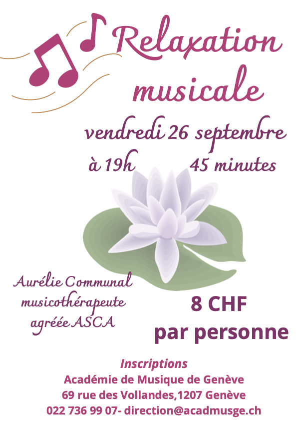 affiche de découverte de la relaxation musicale à Genève